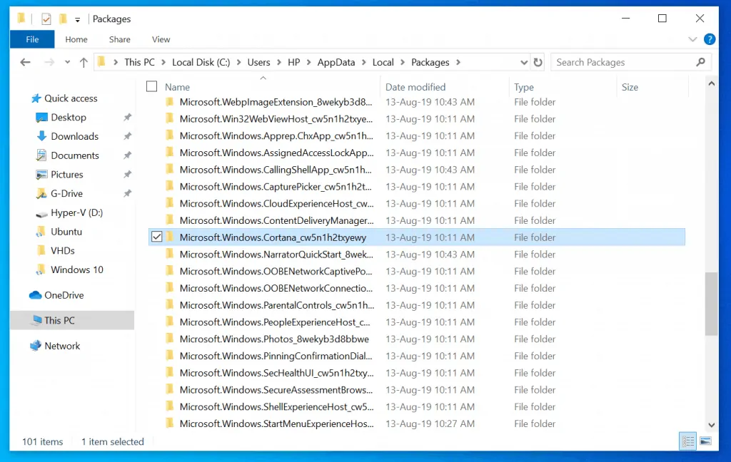 windows 10 search - Delete Cortana Data from AppData