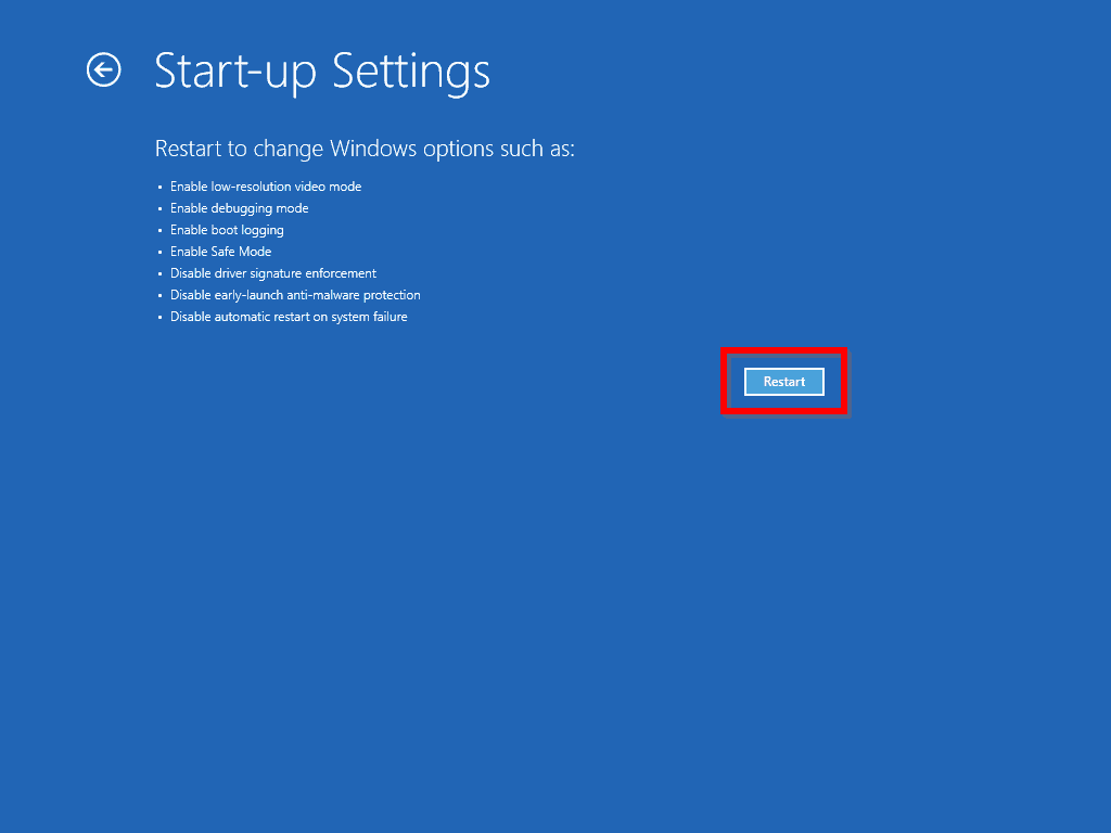 windows 10 safe mode - Windows 10 Start-Up Settinsg
