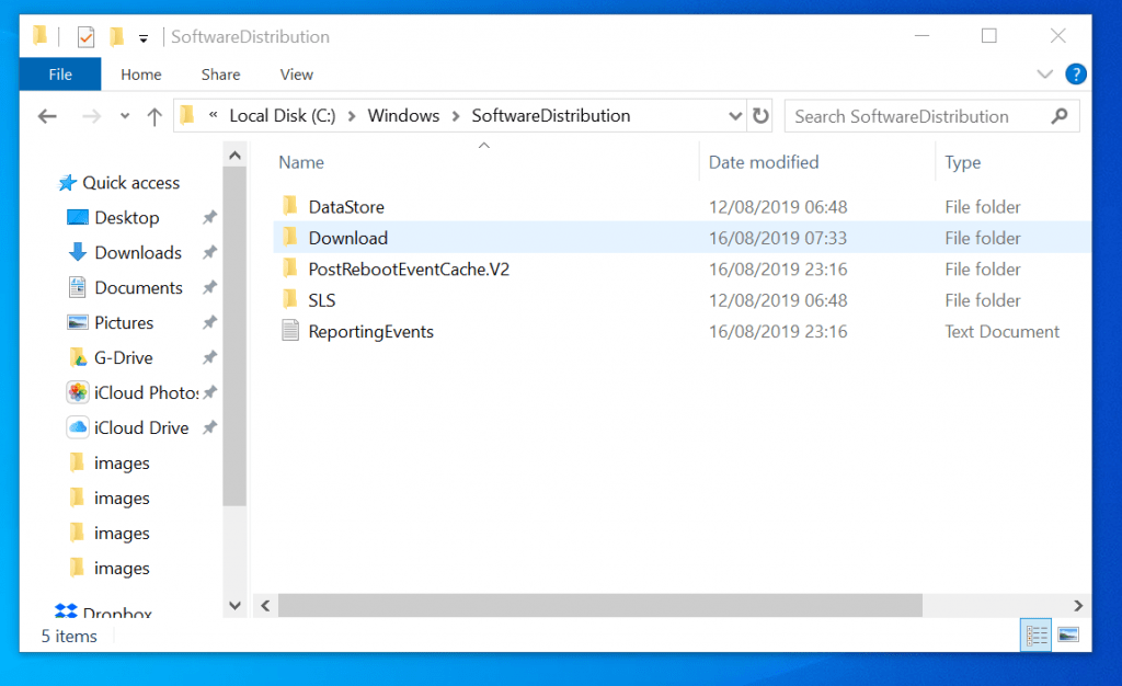 windows update stuck  - emty SoftwareDistribution folder