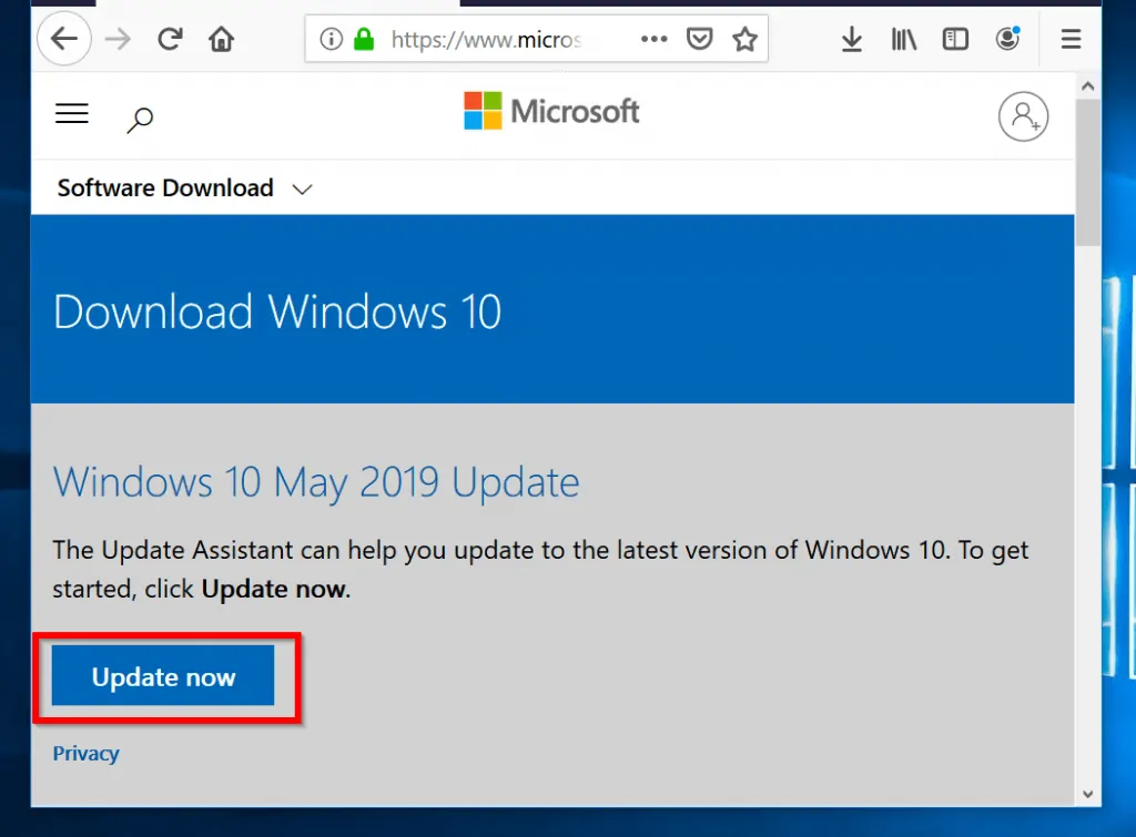 install Windows 10 1903 update manually - Windows 10 update assistant link