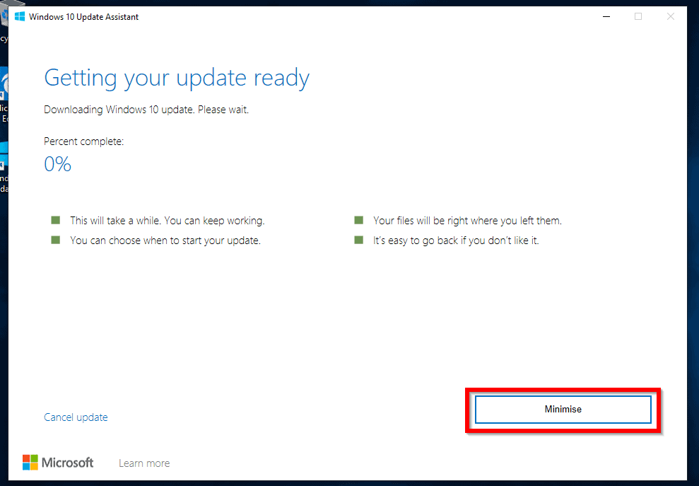 install Windows 10 1903 update manually - updating assistant downloading updates