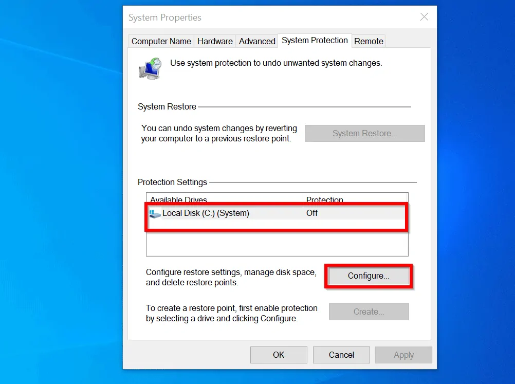 How to Enable System Restore in Windows 10