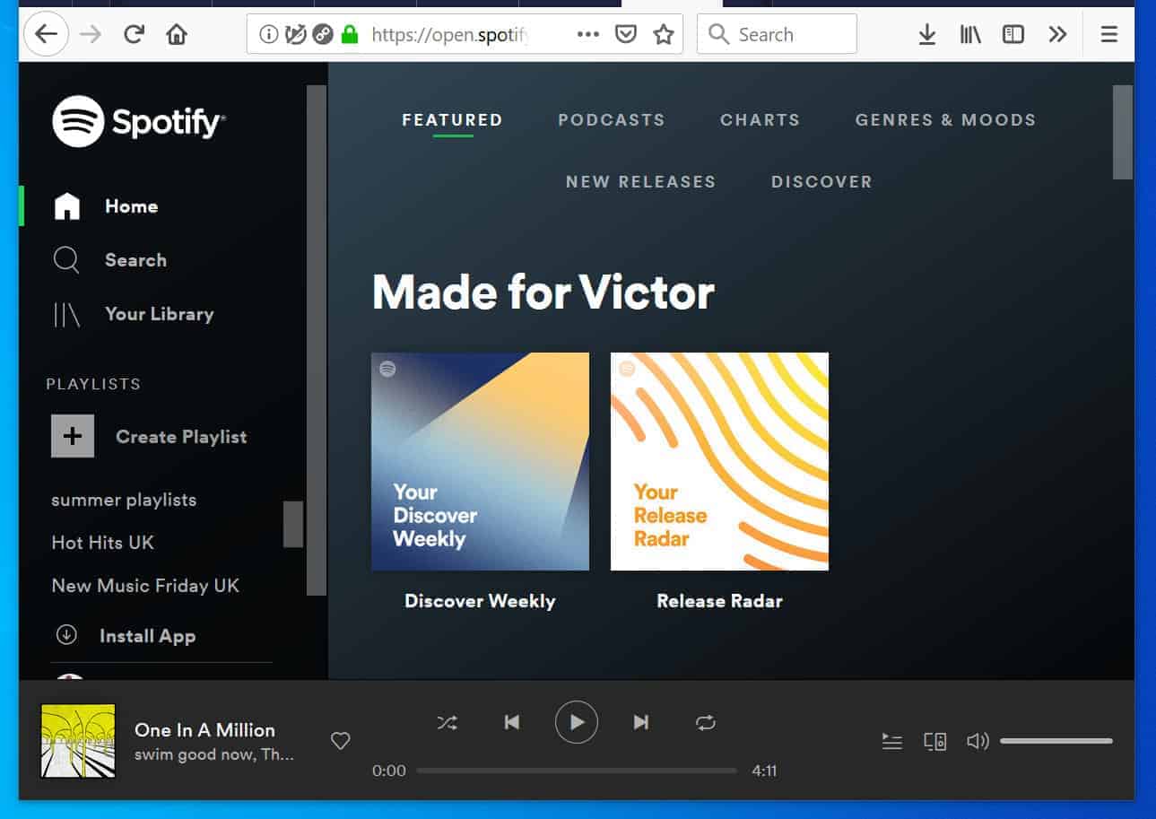 Spotify ne prend plus en charge cette version de Firefox