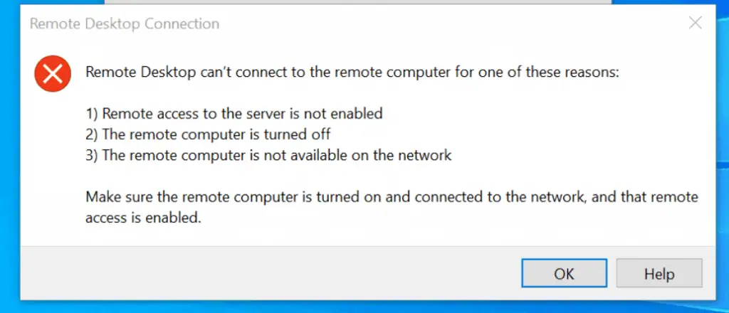 Remote Desktop Can't Connect to the Rremote Computer