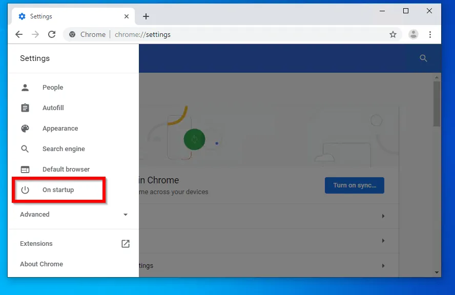 set homepage in chrome from Settings