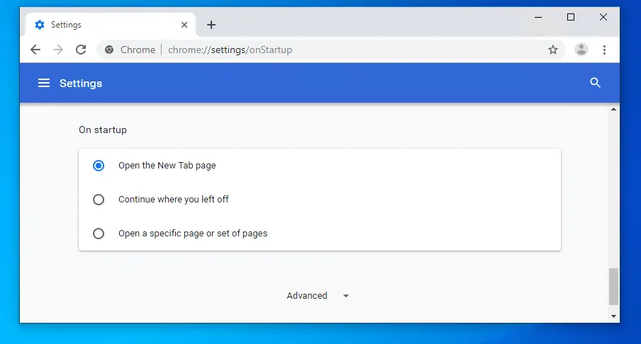 set homepage in chrome from Settings