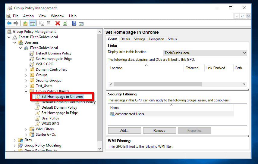 set homepage in chrome