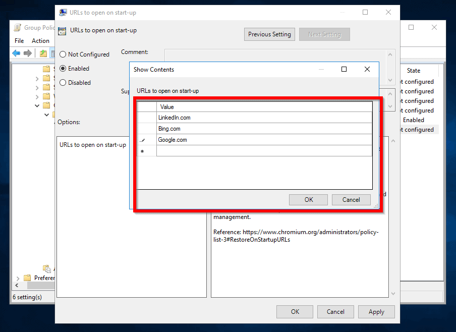 set homepage in chrome
