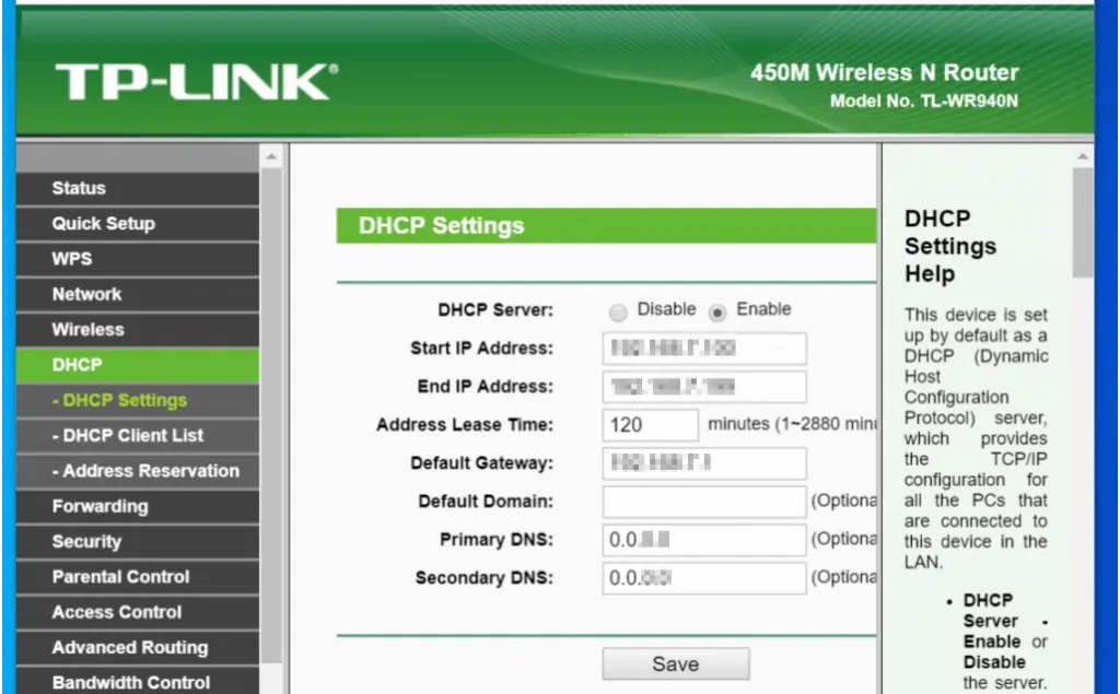Enable DHCP Server on Your Router