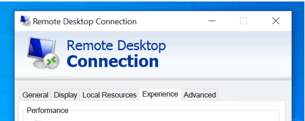Adjust Remote Desktop Experience Settings