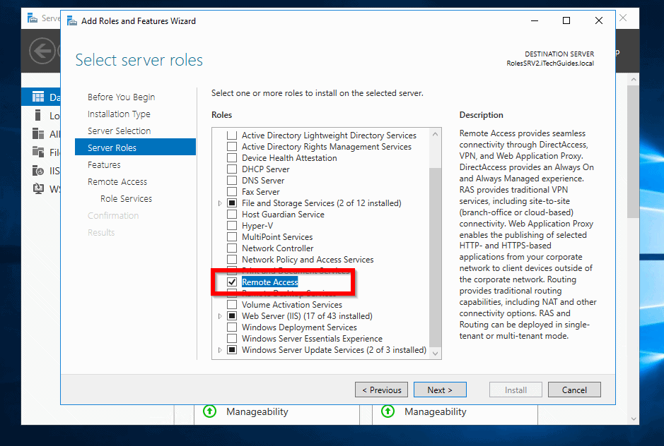 routing and remote access windows server 2016 - install Remote Access role