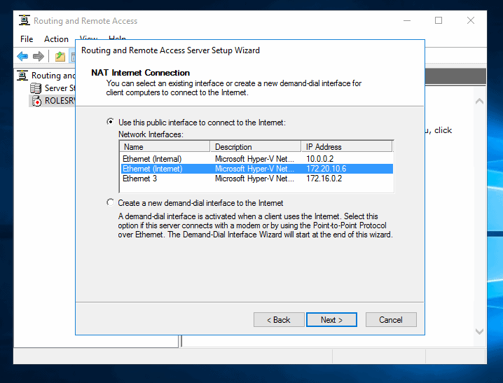 Steps to Enable and Setup Network Address Translation (NAT) Service in Windows Server 2016 