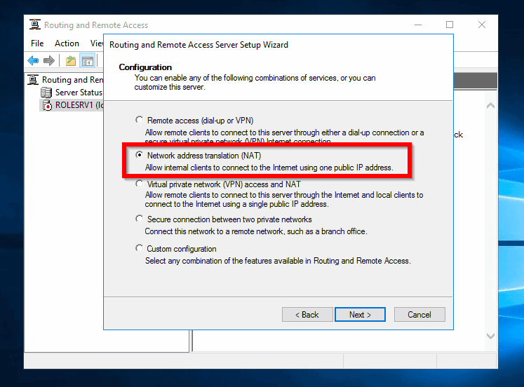 Steps to Enable and Setup Network Address Translation (NAT) Service in Windows Server 2016 