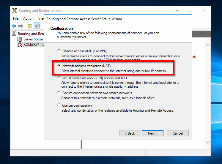 Steps to Enable and Setup Network Address Translation (NAT) Service in Windows Server 2016 