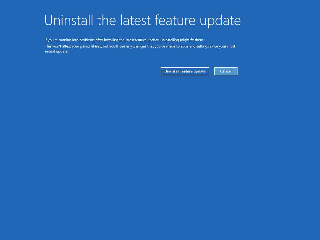 restaurer la mise à jour de windows 10