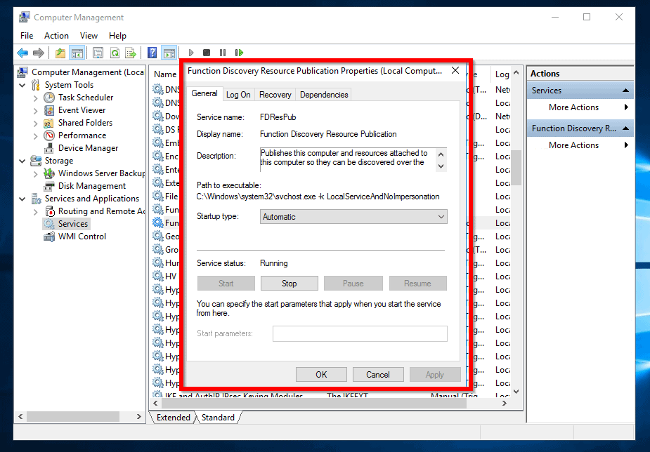 network discovery keeps turning off server 2016