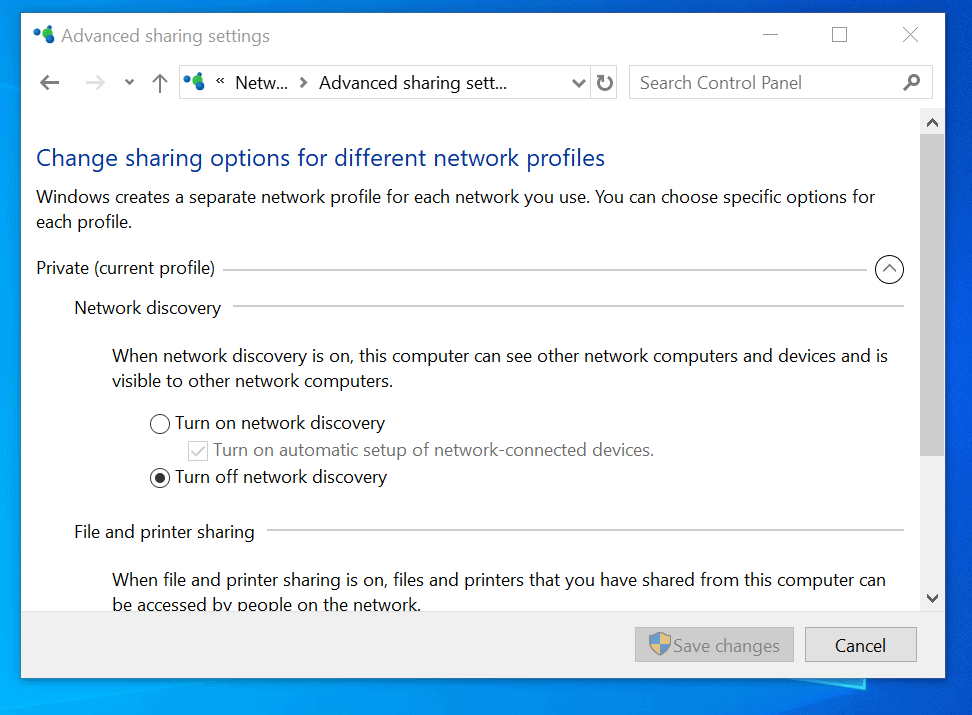 Windows 10 Network Discovery Keeps Turning Off