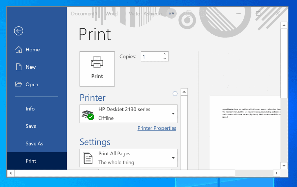 Printer offline how to restore printer online when status is offline