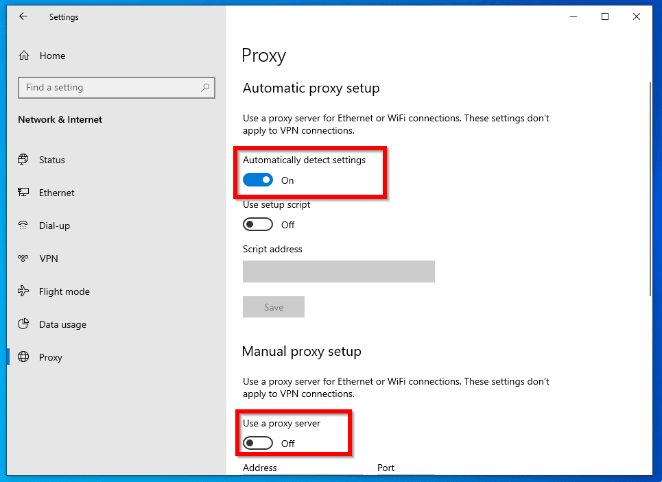 Windows could not automatically detect this network's proxy settings - check proxy setup
