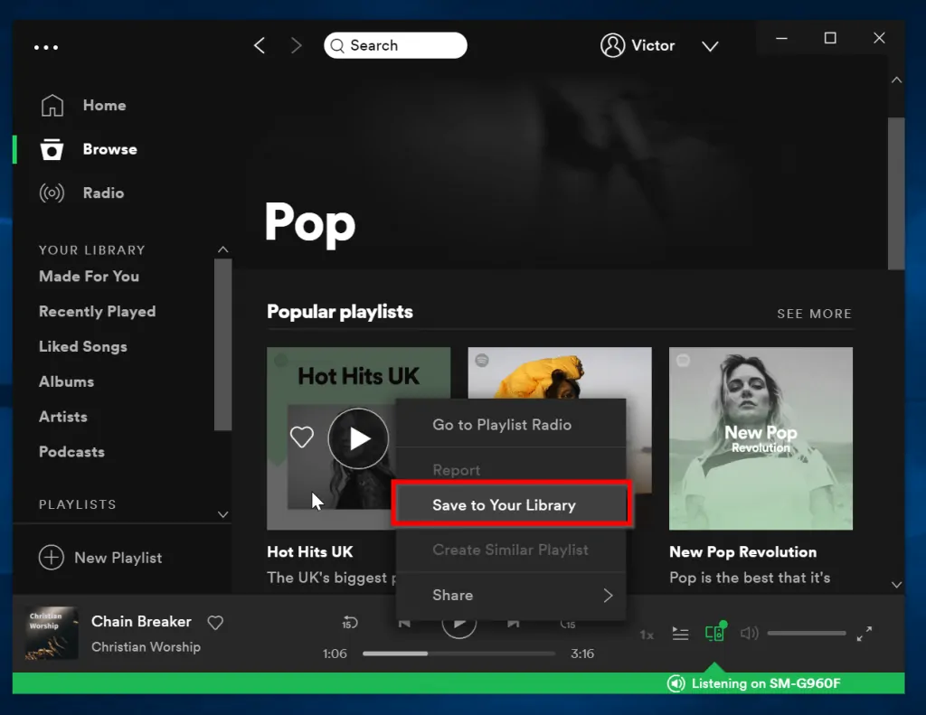 How to Find Spotify Playlists - save a play;ist to your library