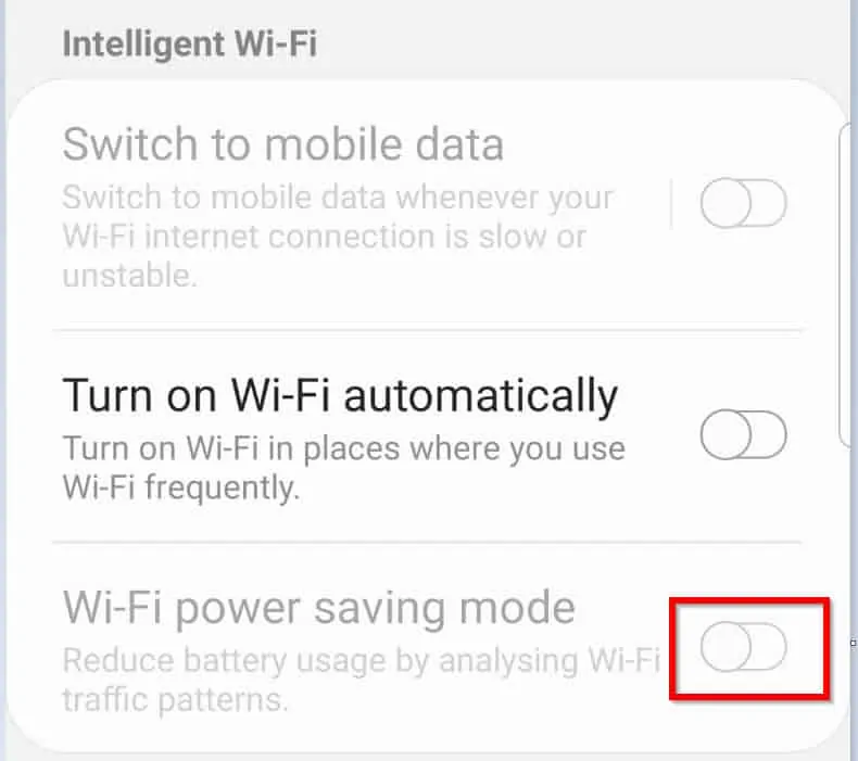 Turn on Battery Saver: Enable Wifi Power Saver