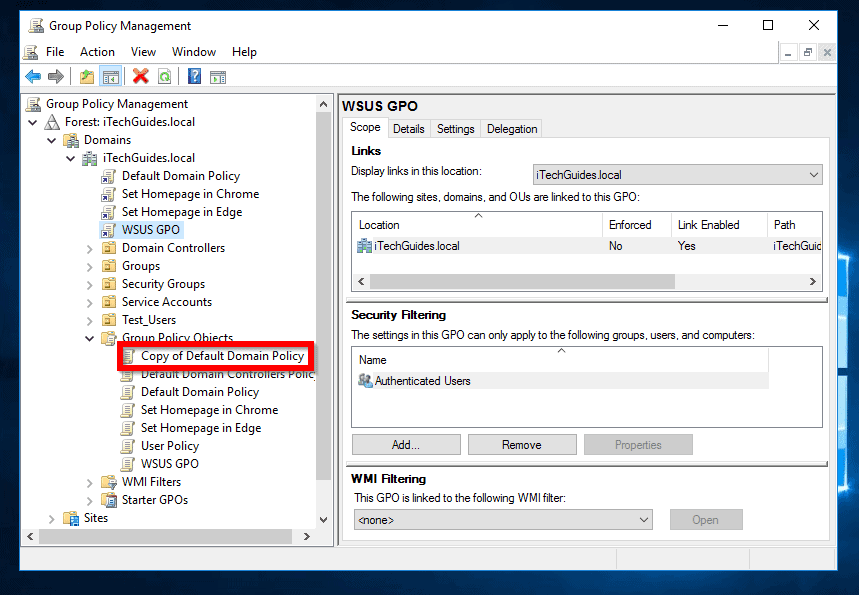 group policy windows updates server 2016