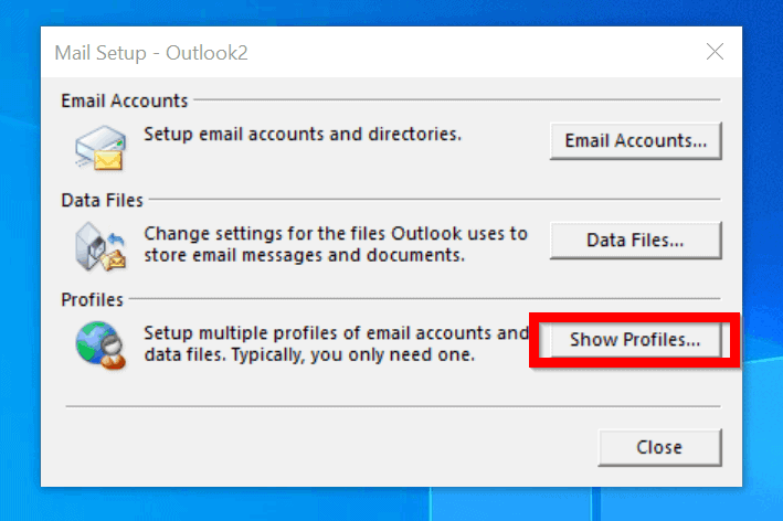 Create New Outlook Profile From Outlook Account Settings