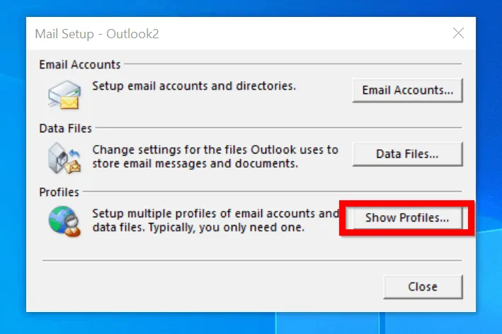 Create New Outlook Profile From Outlook Account Settings 