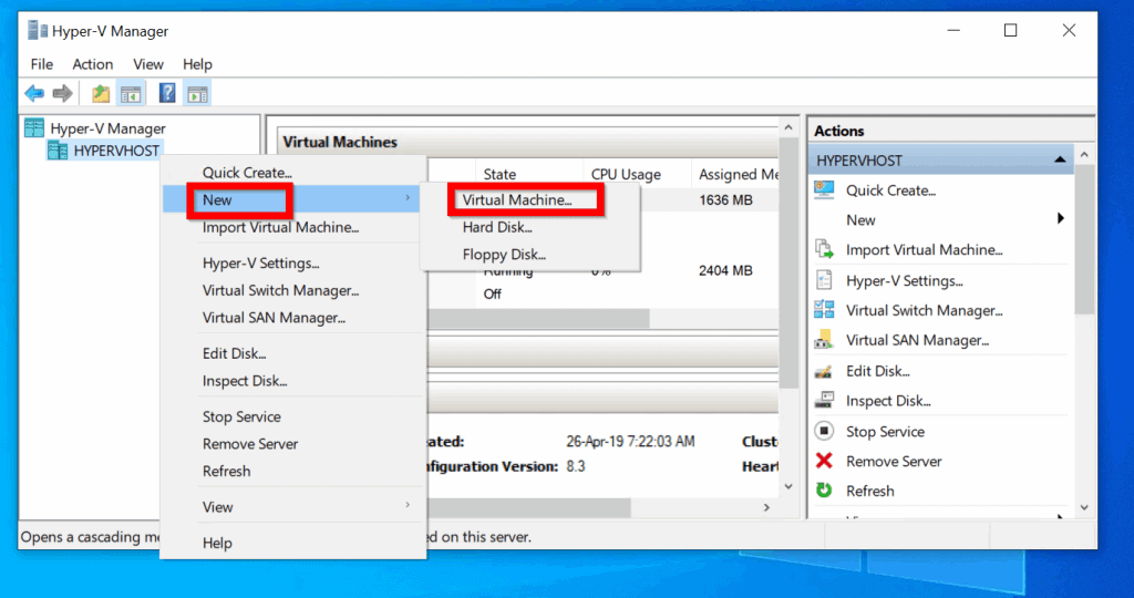 install windows server 2019 on Hyper-V - Create New Hyper-V VM