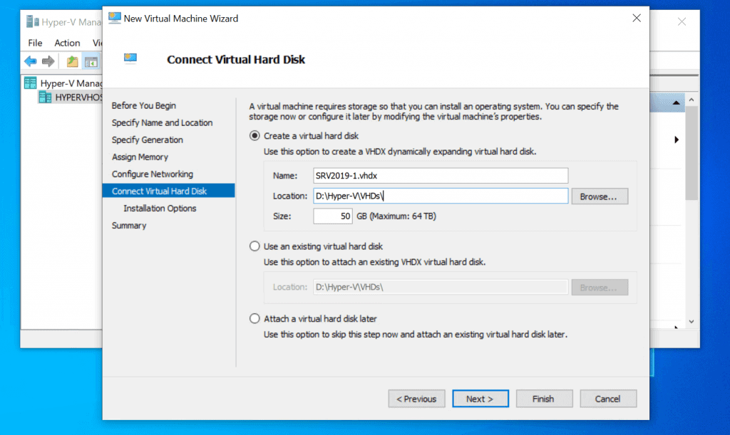 install windows server 2019 on Hyper-V