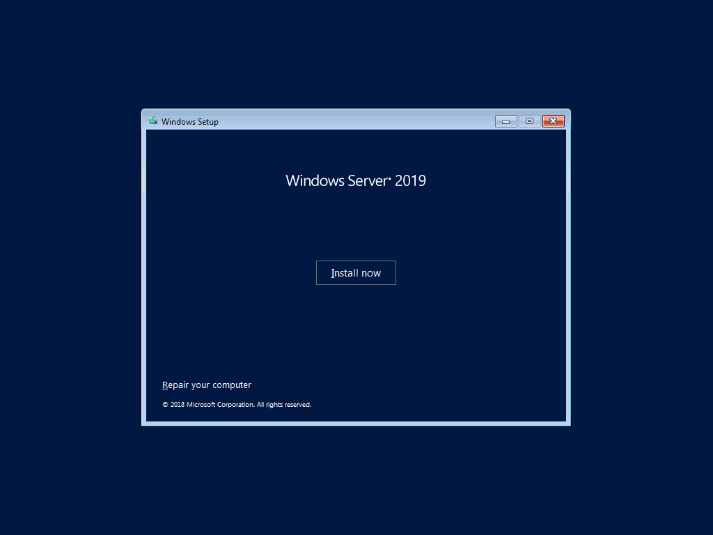 Install Windows Server 2019 from USB