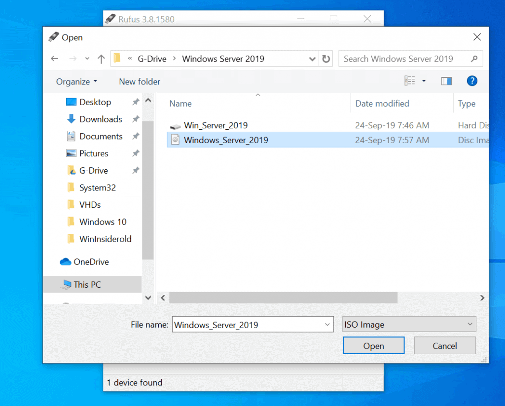 Burn ISO to USB (Server 2019 ISO)