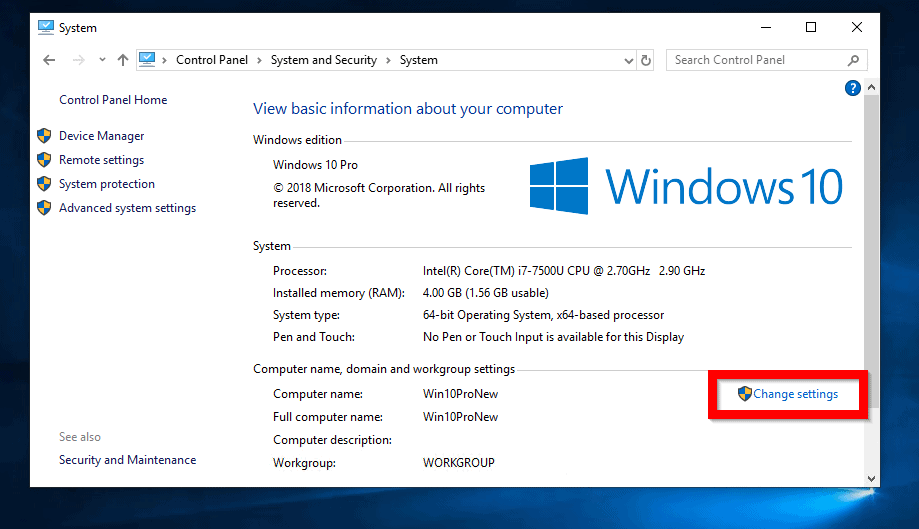 Join Windows 10 to Domain from System Properties