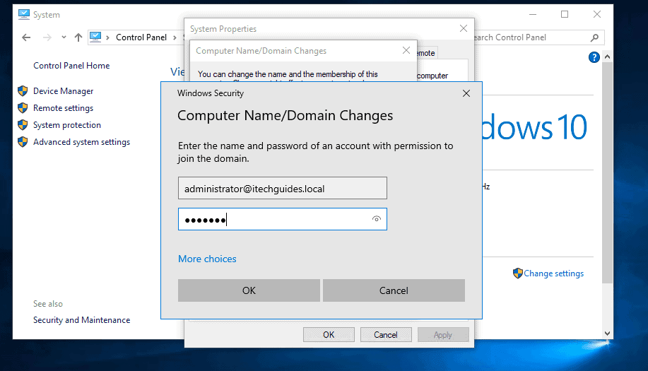 how to join a domain windows 10