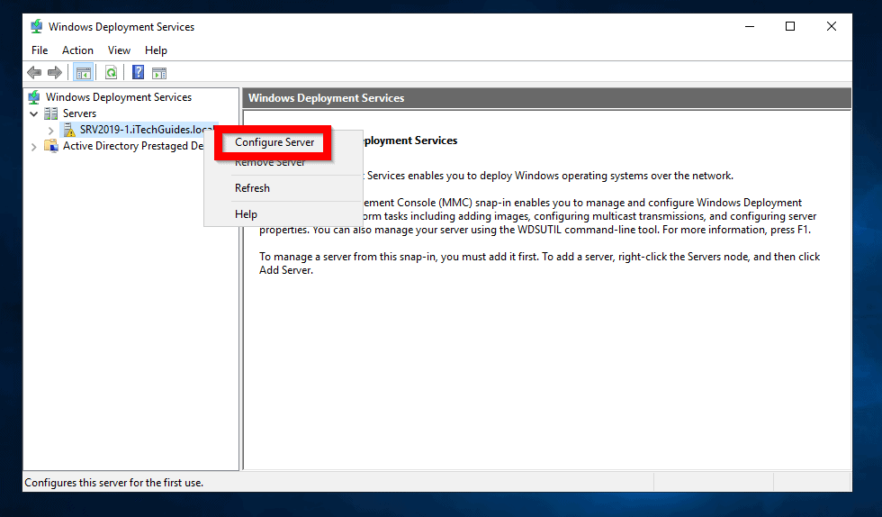 Configure Windows Deployment Services in Server 2019