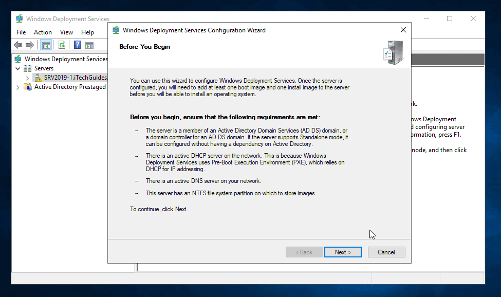 Configure Windows Deployment Services in Server 2019