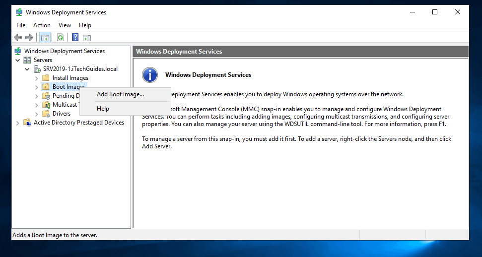Add Install and Boot Images to Windows Deployment Services in Server 2019