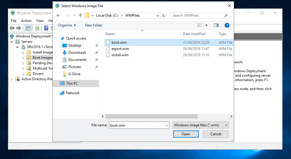 Add Install and Boot Images to Windows Deployment Services in Server 2019