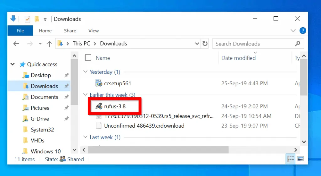 Burn Windows 10 ISO to USB with Rufus