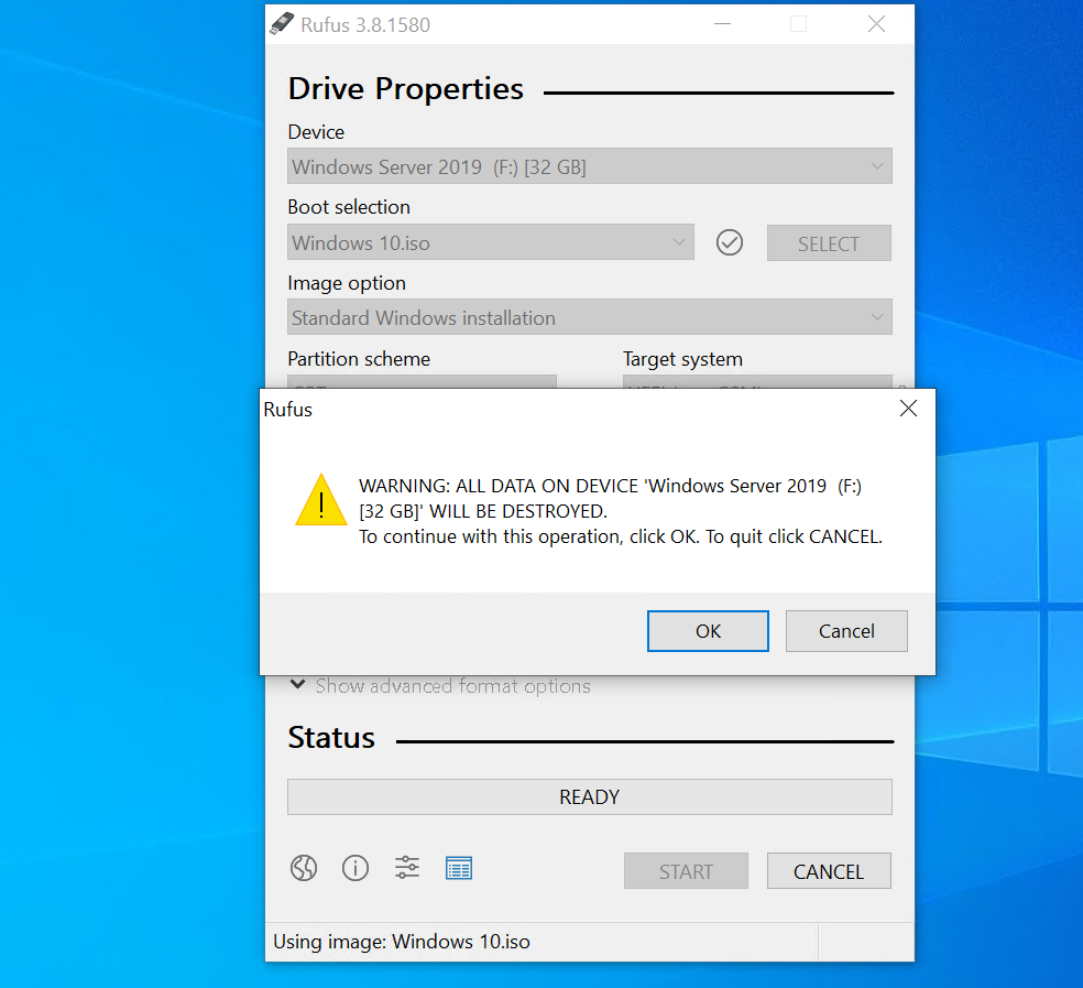 how to burn a bootable iso in windows 10 on usb