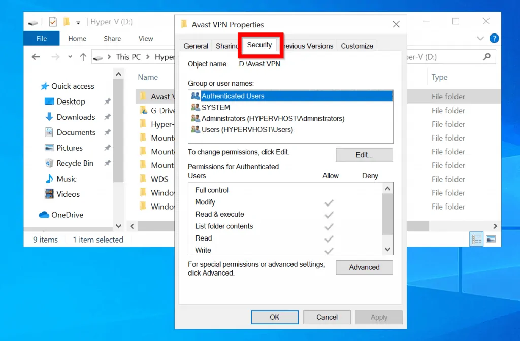 take ownership of folder windows 10