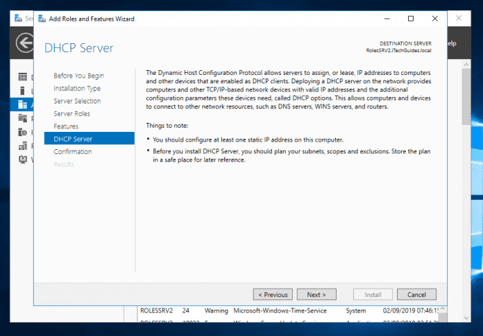 How to Setup DHCP Server 2016 | Itechguides.com