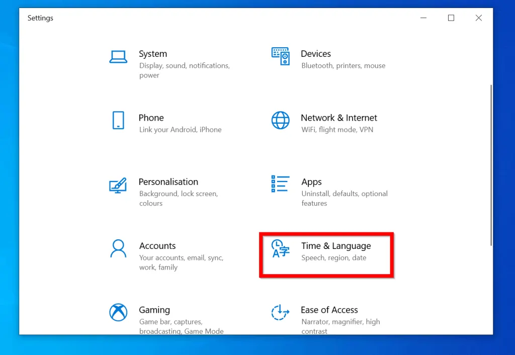 Change Time Zone in Windows 10 from Change Date & Time Settings 