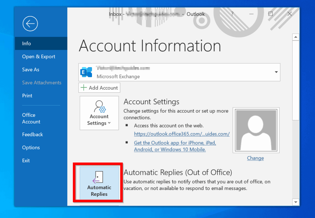Set Out of Office Auto Reply in Outlook