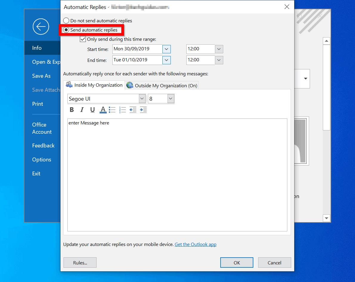 office 365 outlook automatic reply office 365 outlook automatic reply