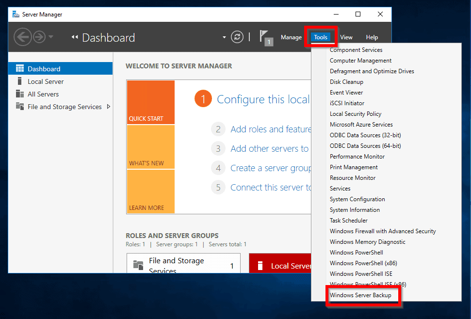 Create System Image Server 2016 Backup