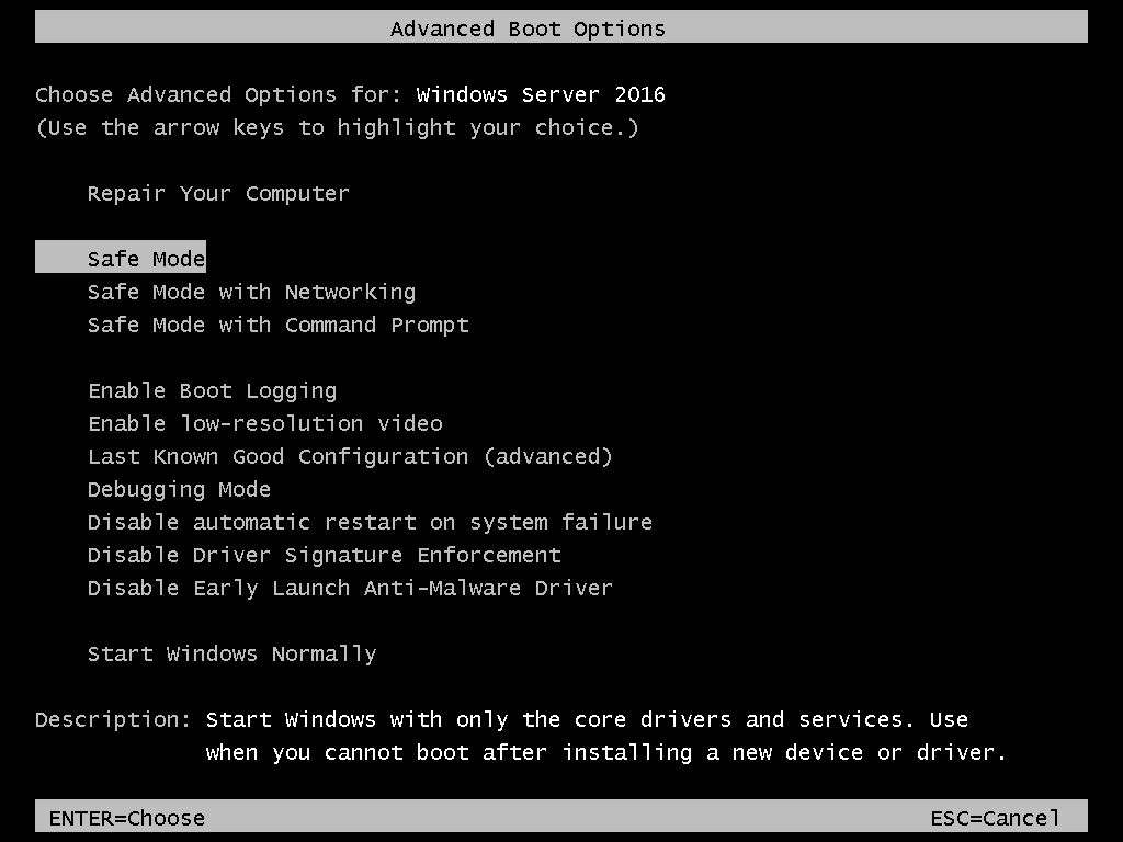 your pc ran into a problem and needs to restart windows server 2016