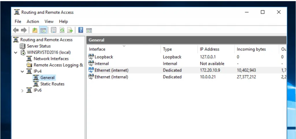 Windows Server 2016 Router Configuration