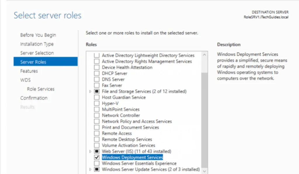Install the Windows Deployment Services Role (WDS Server 2016)