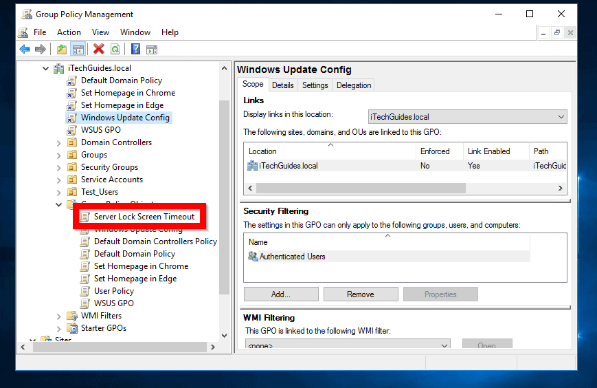 windows server 2016 lock screen timeout